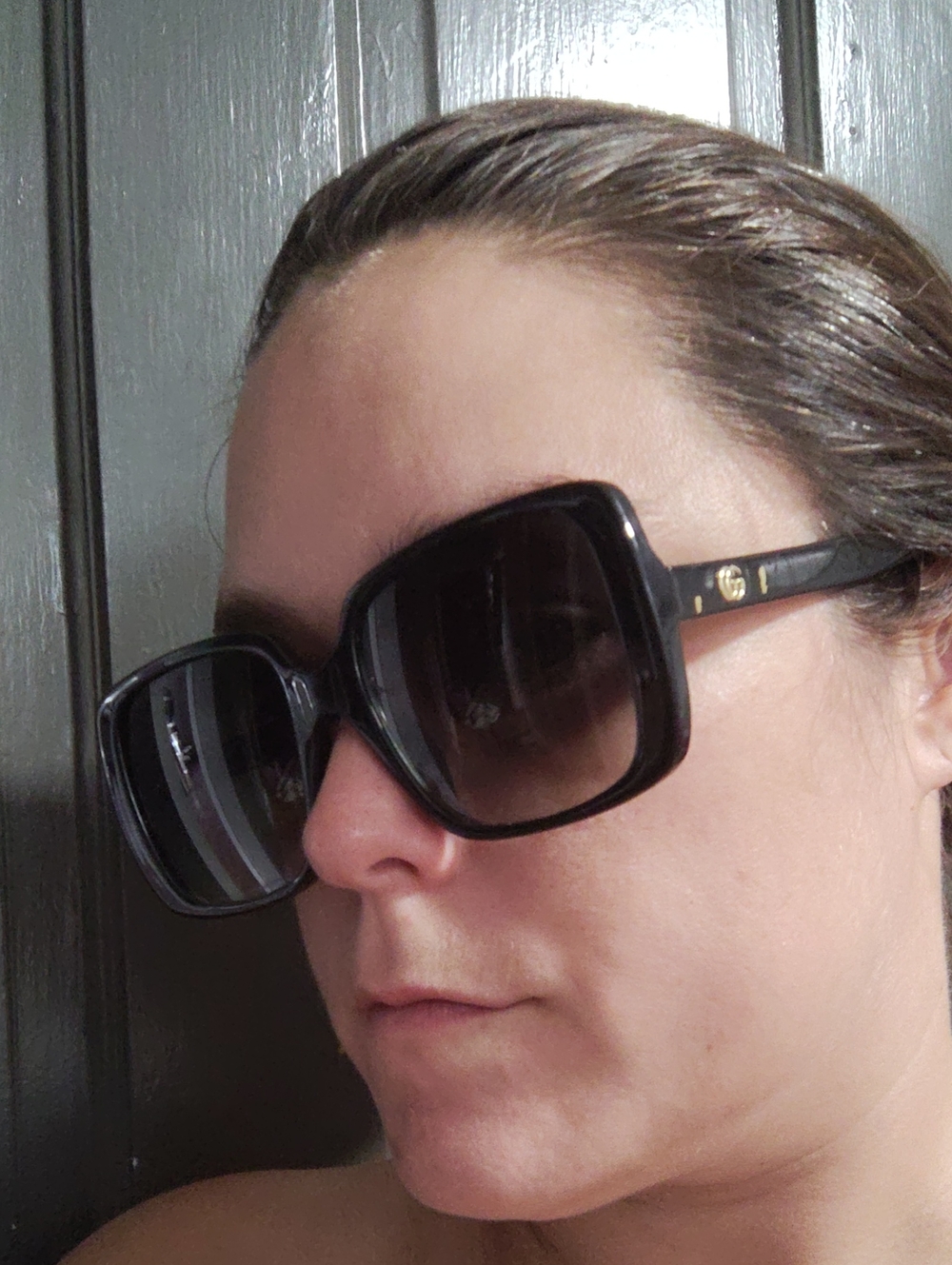 Gucci Black Oversized Square Women's Sunglasses